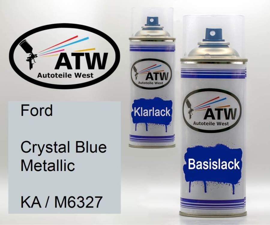 Ford, Crystal Blue Metallic, KA / M6327: 400ml Sprühdose + 400ml Klarlack - Set, von ATW Autoteile West.